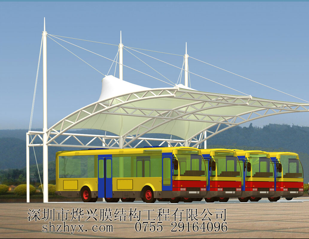 【膜結構工廠促銷】中巴、大巴膜結構車棚